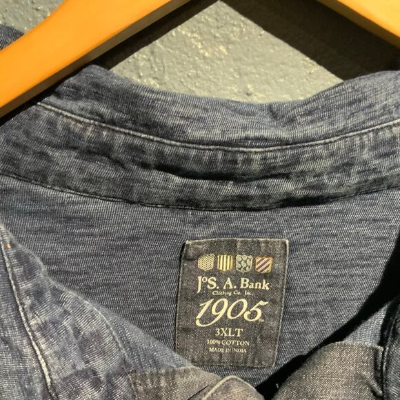 Jos A Banks 3X Polo Shirt Blue Denim look Office Business Casual Work Preppy - Picture 3 of 3